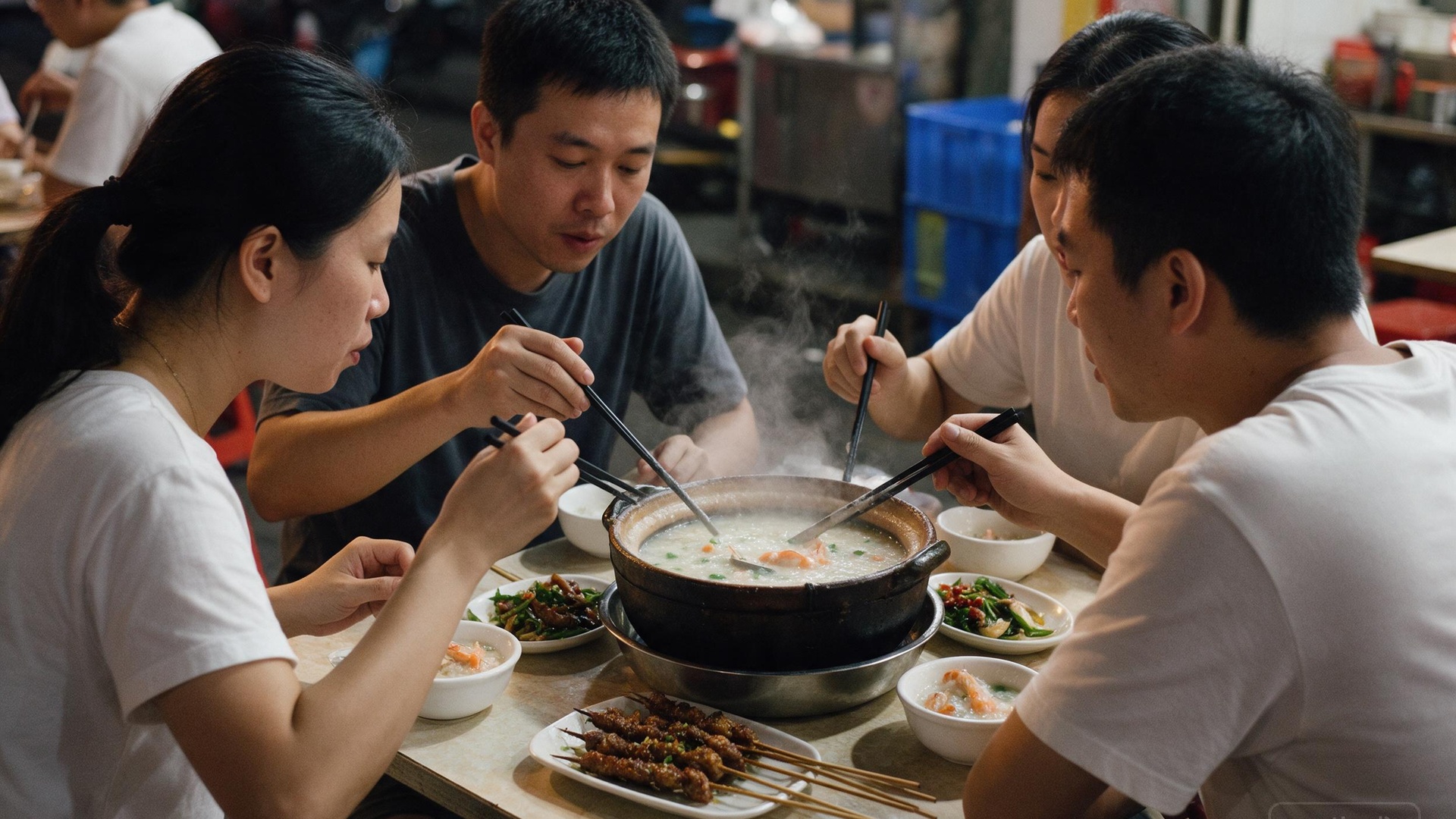 广州街边宵夜砂锅粥